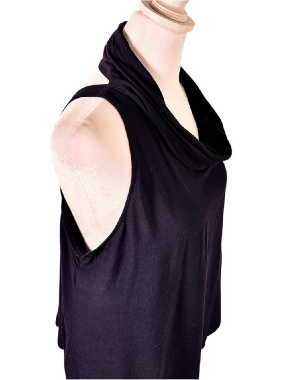 Free People Navy Cowl Neck Open Back Flowy Tunic Top M Boho Minimalist - Picture 5 of 8